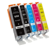 TISKAJPOCENI Zamjenska tinta Canon PGI-550XL / CLI-551XL / Pixma IP7250, MG5450, MG5550, MG6350, MG6450, MG7150, MX725, MX925, crna XL + boje
