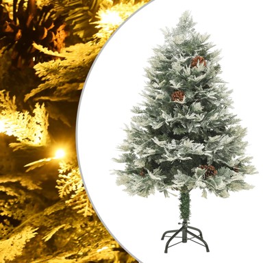 Božićno drvce umjetno, osvijetljeno sa šiškama, zeleno, 150 cm, PVC i PE