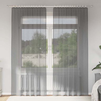 Voile zavjese s džepovima za šipke 2 kom. 140 x 245 cm, tamnosiva