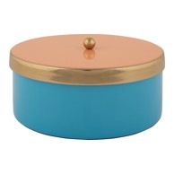 PT LIVING Plava dekorativna metalna kutija za pohranu ø 16x6 cm Double Funky 