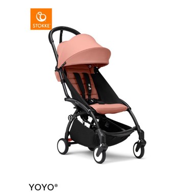 STOKKE Dječja kolica YOYO³ 6+, crni okvir, narančasta