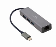 GEMBIRD USB-C hub A-CMU3-LAN-01, 3x USB 3.0, 1x RJ45