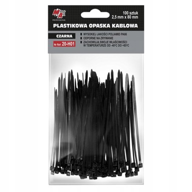AMTRA Profesionalne vezice za kabele 2,5x80 mm 100 kom, crne