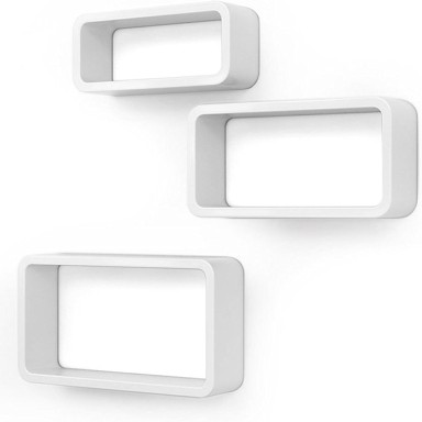 SONGMICS Set od 3 kockaste lebdeće police, bijele