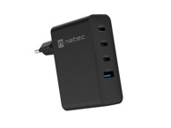 NATEC Punjač NUC-2234, GaN, 100W, 3×USB-C + USB-A, crni