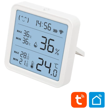 HOME Pametni mjerač temperature i vlažnosti HSTHC 66572, LCD, sat