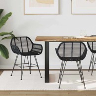 Blagovaonska stolica, set 2 kom, 55 x 50 x 74 cm, ratan i čelik, crna