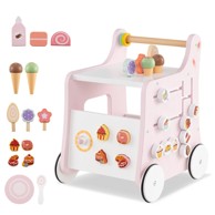 NORTHIX Drvena hodalica za bebe s prostorom za pohranu, ružičasta