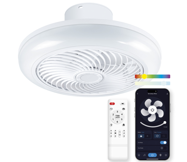 KSIX Ventilator Siroco s osvjetljenjem i glazbom, Tuya, 46 cm, 6 brzina, 3000 lm