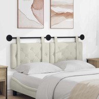 Zidno uzglavlje, baršun, 130 x 55 x 5 cm, krem, za krevet 120 cm, bez LED