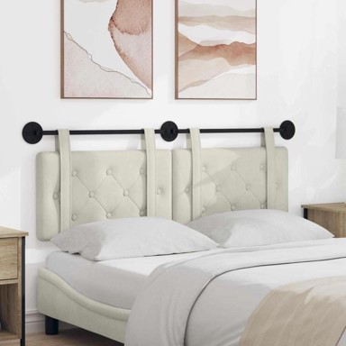 Zidno uzglavlje, baršun, 130 x 55 x 5 cm, krem, za krevet 120 cm, bez LED