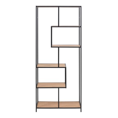 ACTONA Crno-prirodna polica za knjige u dekoru hrasta 77x185 cm Seaford