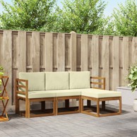 Set vanjskih sofa s jastukom, 4 kom, prirodno-krem