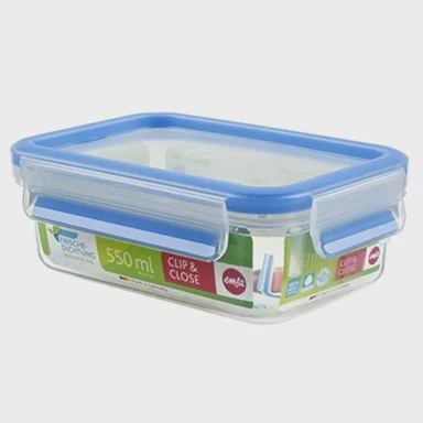 EMSA Spremnik CLIP & CLOSE, 0.55 L, plastični, klasični format, prozirno/plavo