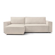 BOBOCHIC PARIS Bijela/bež sklopiva kutna garnitura od samta (promjenjiva) Nihad, 282x153x95 cm