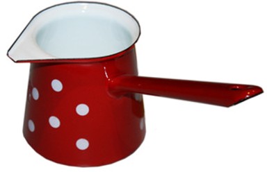 VEF Džezva emajlirana, 0,25 l, crveno-bijela