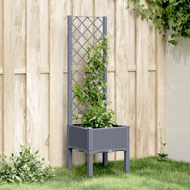 Vrtna sadilica s rešetkom siva 40 x 40 x 142 cm PP