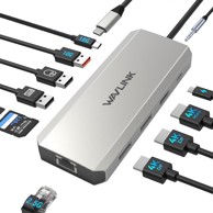WAVLINK Docking stanica Dual DisplayPort, HDMI, 10 Gbps USB-A/C, 2.5G Ethernet
