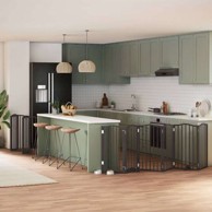 Vrata za pse s vratašcima 15 panela sklopiva 750 cm drvo topole 50 x 90 x 2 cm, crna