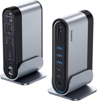 BASEUS Priključna stanica, 17 u 1, 3 monitora, 2 x HDMI 4K, DP, 100 W PD, USB 3.0, LAN, čitač kartica, audio
