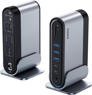 BASEUS Priključna stanica, 17 u 1, 3 monitora, 2 x HDMI 4K, DP, 100 W PD, USB 3.0, LAN, čitač kartica, audio