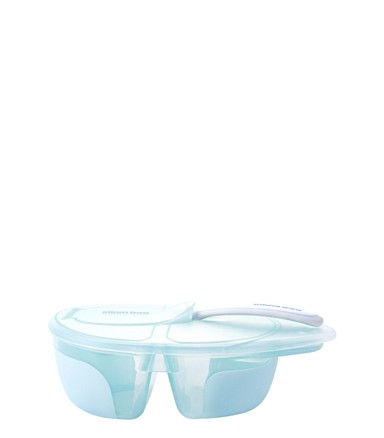 KIKKA BOO Posuda s dva odjeljka i žlicom, plava