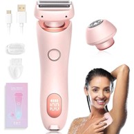 NETSCROLL Ženski električni brijač za lice, tijelo i bikini zonu, vodootporan, za mokro i suho brijanje, s punjivom baterijom, Shavy