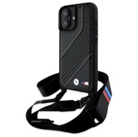 BMW M Edition Carbon Stripe & Strap kućište za iPhone 16, crno