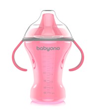 BABYONO Neprolijevajuća čaša Natural 260 ml, ružičasta  