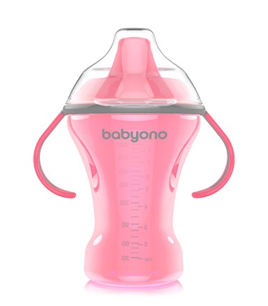 BABYONO Neprolijevajuća čaša Natural 260 ml, ružičasta  