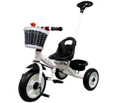 Tricikl T8 EVA kotači, bicikl na guranje, bijeli i crni