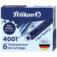 PELIKAN Tinta za nalivpero 4001, patrone, 6 kom, plavo-crna