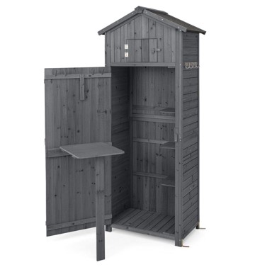 NORTHIX Vrtna šupa, 75x50x180,5 cm, drvena, police i sklopivi stol