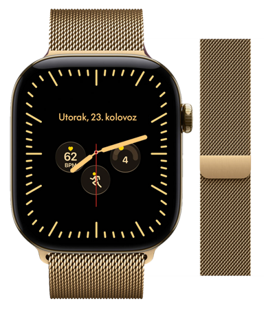 APPLE Pametni sat Watch Series 12 GPS + Cellular, 42 mm, kućište od titana Radiant Gold, milanska narukvica Radiant Gold