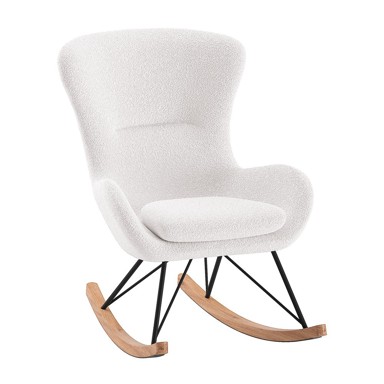 VIPACK Bijela dječja fotelja za ljuljanje od bouclé tkanine ROCKY