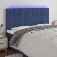 LED uzglavlje, 180 x 5 x 118/128 cm, tkanina, plava