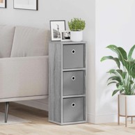 Noćni ormarić s ladicama, 25,5x22x69,5 cm, konstruirano drvo, siva sonoma