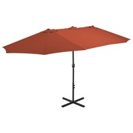 Vrtni suncobran s aluminijskom šipkom 460 x 270 cm boja cigle