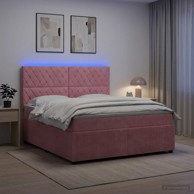 LED okvir za krevet s madracem 180 x 200 cm baršun kristal s dugmadima, ružičasti
