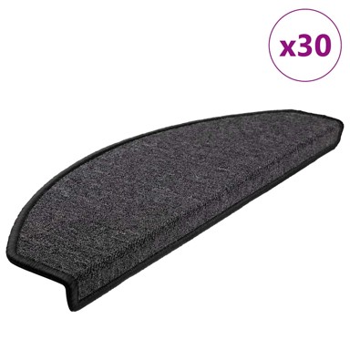 Prostirka za stepenice, 30 kom, 65 x 24 x 4 cm, poluokrugla, antracit