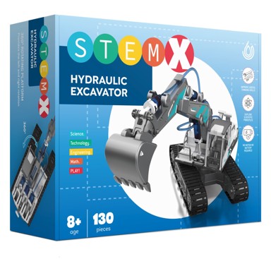 STEMX STEM set Hidraulični pogonski bager, 130 dijelova, pokretanje vodom, učenje hidrotehnike, dob 8+