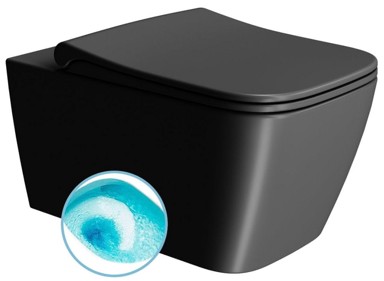 GSI WC školjka viseća NUBES, swirlflush, 35x55 cm, crna dual-mat