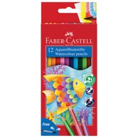 FABER-CASTELL Vodene drvene boje 114413, Aquarell, kist uključen, 12 boja, blister pakiranje