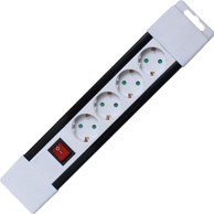HOME Produžni kabel, 4 utičnica, prekidač, 1,0mm², 2 met, bijeli, PNV 04K/WH