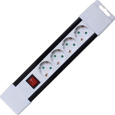 HOME Produžni kabel, 4 utičnica, prekidač, 1,0mm², 2 met, bijeli, PNV 04K/WH