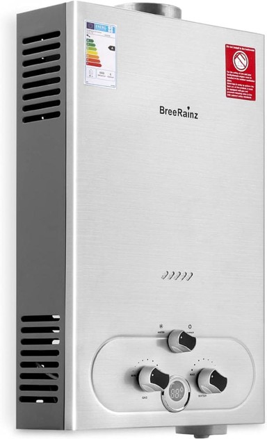 NIKCORP Plinski protočni bojler za vodu 20 l 40 kW LPG, srebrni