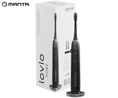 MANTA Četkica za zube Lovio SonicProtect PRO, 5 nastavaka, 5 načina rada, crna