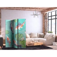 Paravan - Ornament with Birds - Siluete ždralova i cvjetova božura na tamnoj pozadini 225 x 172, jednostrani