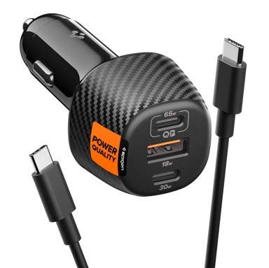 SPIGEN Auto punjač ACP09543, 113 W, 2× USB-C, 1× USB-A, s USB-C na USB-C kabelom