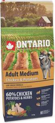 ONTARIO Hrana za pse Dog Adult Medium Breed 12 kg, piletina i krumpir